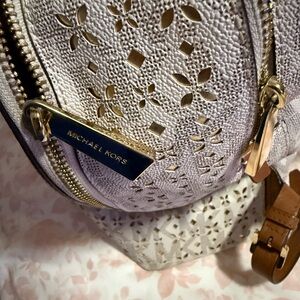 Michael Kors Cream Floral Cutout Backpack